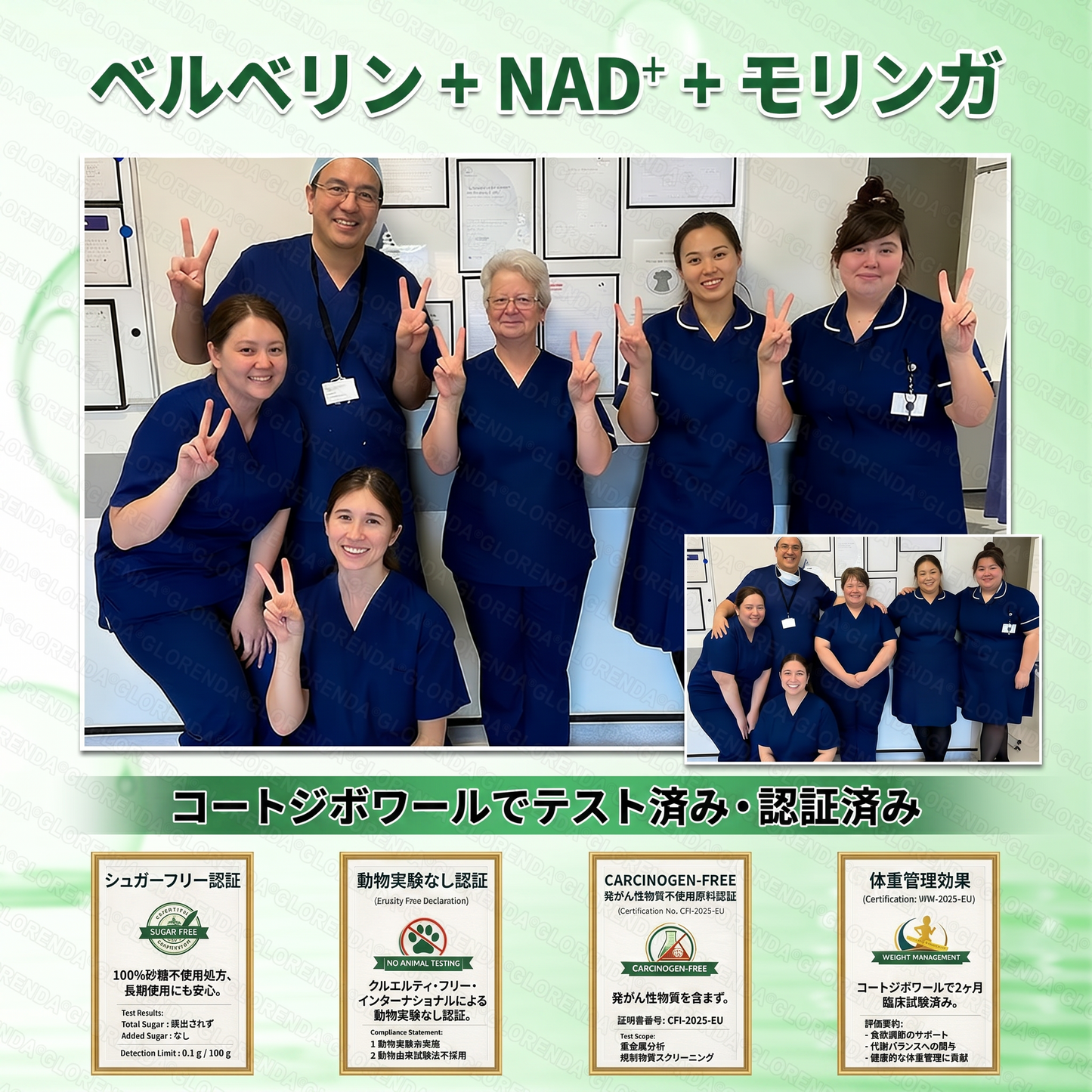公式ストア｜♠️𝐆𝐥𝐨𝐫𝐞𝐧𝐝𝐚® モリンガ・ベルベリン × NAD+ 10-in-1 高機能ナノマイクロニードルパッチ