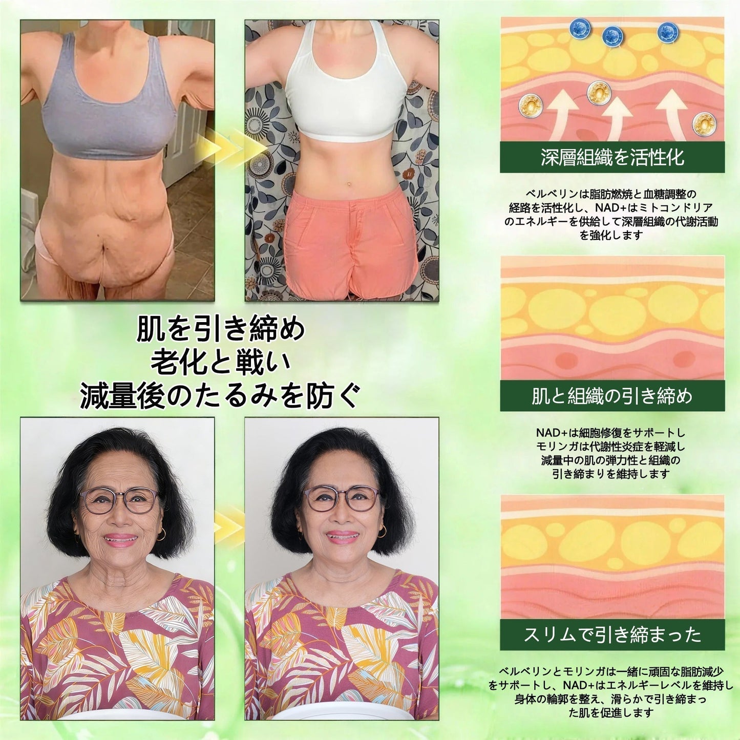 ⚓公式旗艦店 /𝑮𝑳𝑶𝑹𝑬𝐍𝐃𝗔®＆NAD+ 10-in-1 ナノ強化フォーミュラ — 肥満、肌のたるみ、糖尿病、睡眠時無呼吸症候群、関節の悩み、その他健康上の懸念にアプローチ🌿🌿🌿